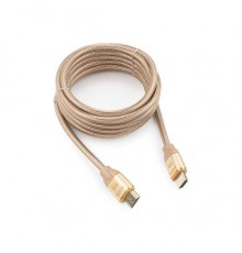 Кабель HDMI (19M -19M)  3.0м Cablexpert CC-G-HDMI03-3M серия Gold, v1.4, золотой, нейлоновая опл                                                                                                                                                          