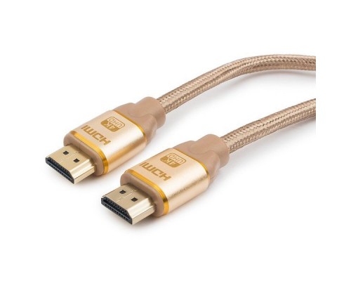 Кабель HDMI (19M -19M)  3.0м Cablexpert CC-G-HDMI03-3M серия Gold, v1.4, золотой, нейлоновая опл