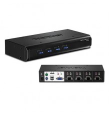 Переключатель TRENDnet TK-423K 4-port Audio KVM   (монитор, клавиатура, мышь, колонки) + 4 KVM                                                                                                                                                            