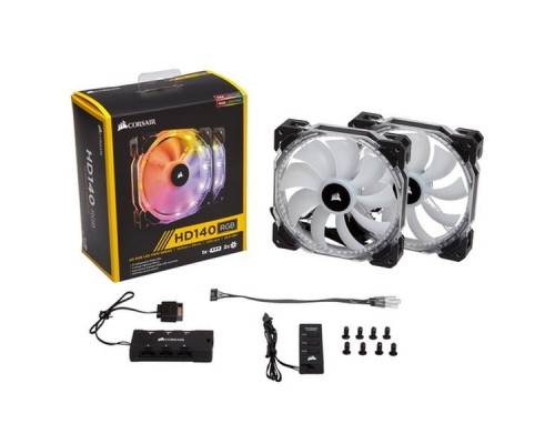 Вентилятор для корпуса Corsair CO-9050069-WW HD140 RGB Twin Pack (140x140x25mm 4pin 28,6dB 2шт.)