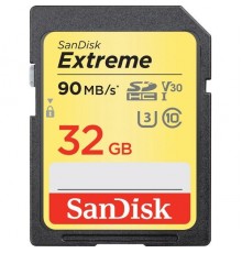 Карта памяти SD 32Gb SanDisk Extreme SDSDXVE-032G-GNCIN Class 10 UHS-I U3 V30 R90 W40                                                                                                                                                                     