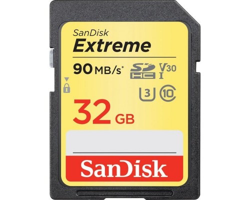 Карта памяти SD 32Gb SanDisk Extreme SDSDXVE-032G-GNCIN Class 10 UHS-I U3 V30 R90 W40