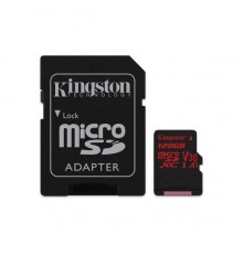 Карта памяти MicroSDXC 128Gb Kingston SDCR/128GB UHS-I U3 V30 A1 R100 W80 + SD Adapter                                                                                                                                                                    