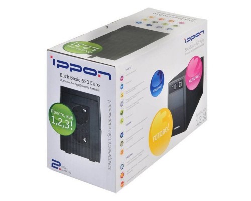 ИБП Ippon Back Basic 650 Euro (650VA/360W, RJ-11,USB, 2*Schuko)