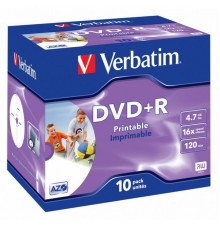 Диск DVD+R 4.7Gb 16x Verbatim (10 шт.) Printable 43508                                                                                                                                                                                                    