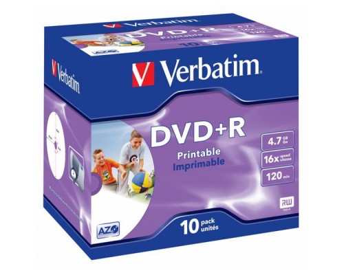 Диск DVD+R 4.7Gb 16x Verbatim (10 шт.) Printable 43508