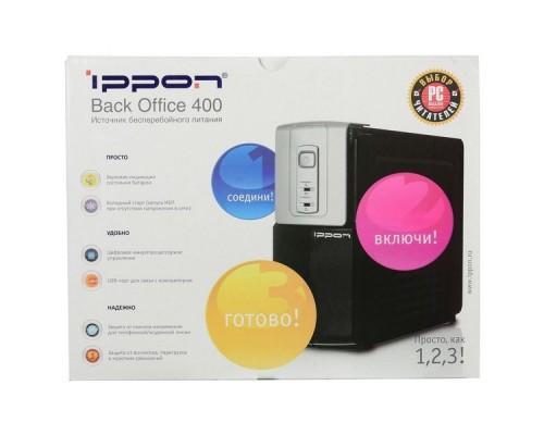 ИБП Ippon Back Office 400 (400VA/200W, RJ-11, 4*IEC)