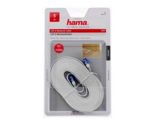 Патч-корд Hama UTP 4 пары cat6 5м белый RJ-45 (m)-RJ-45 (m)