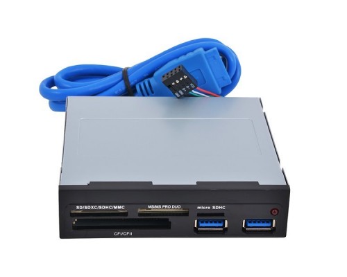 Картридер USB2.0 Ginzzu GR-152UB Black + 2xUSB 3.0 port