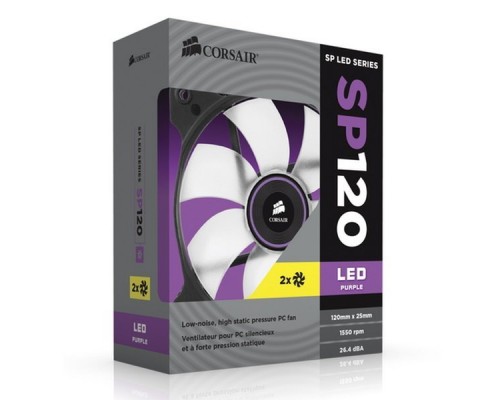 Вентилятор для корпуса Corsair CO-9050033-WW Purp. LED Series SP120 (120x120x25mm 3pin 26,4dB)