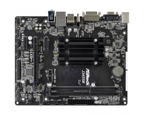 Материнская плата с ЦПУ J3455M, Intel® Quad-Core Celeron® J3455 (2.3 GHz), 2xDDR3-1866, D-SUB+DVI-D+HDMI, 1xPCI-Ex16, 2xPCI-Ex1, 2xSATA3, 8 Ch Audio, GLan, (2+5)xUSB2.0, (2+2)xUSB3.1, 2xPS/2, mATX, RTL