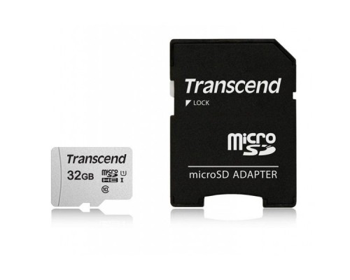 Карта памяти MicroSDHC 32Gb Transcend TS32GUSD300S-A Class10 UHS-I U1 R90 + Adapter