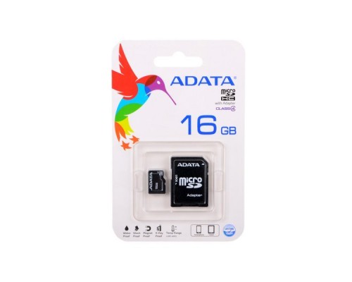 Карта памяти 16GB MicroSDHC Class4 ADATA + адаптер SD