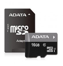 Карта памяти MicroSDHC 16Gb A-Data AUSDH16GUICL10-RA1 Class10/U1 +  Adapter                                                                                                                                                                               