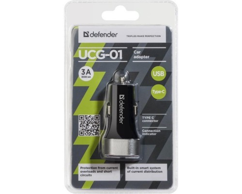 Зарядное устройство для авто 5.4A 1USB 1TYPE-C UCG-01 83569 DEFENDER