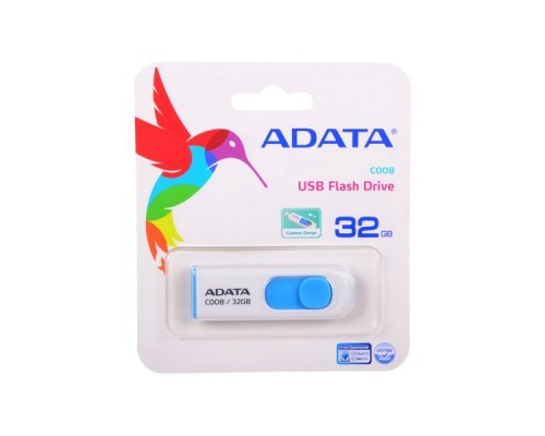 Флэш-диск USB 2.0  32Gb A-Data C008 AC008-32G-RWE White&Blue