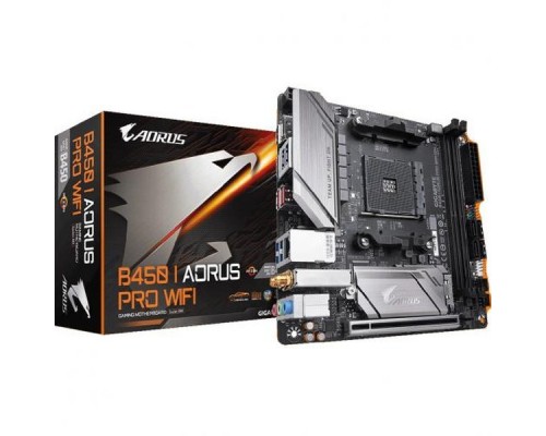 Материнская плата GigaByte B450 I AORUS PRO WIFI SAM4 AMD B450 PCI-E 2xHDMI+DP GbLAN SATA Mini-ITX 2DDR4