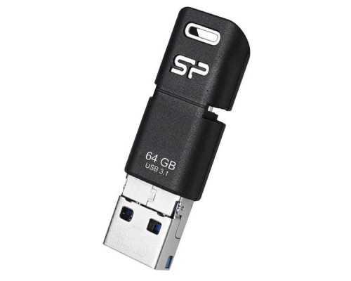 Флеш накопитель 64Gb Silicon Power Mobile C50, OTG, USB 3.1/Type-C/MicroUSB, Черный