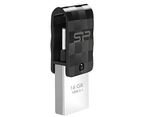 Флеш накопитель 16Gb Silicon Power Mobile C31, OTG, USB 3.1/Type-C, Черный