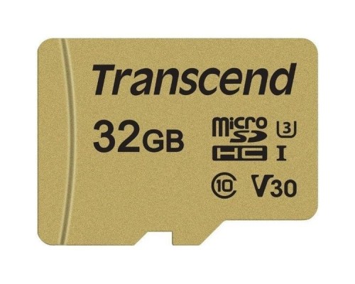 Карта памяти MicroSDHC 32Gb Transcend TS32GUSD500S MLC Class10 UHS-I U3 V30 R90 W60 + Adapter