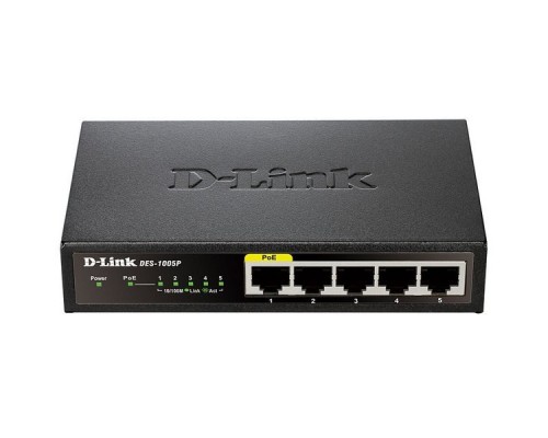 Коммутатор D-Link DGS-1005P/A1A 5G 1PoE 15.4W неуправляемый