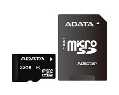 Карта памяти MicroSDHC 32GB Class 4 ADATA + адаптер SD AUSDH32GCL4-RA1