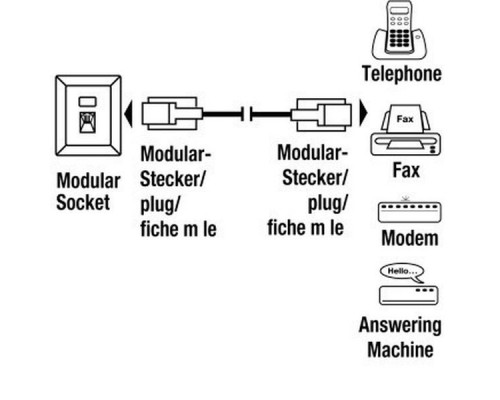Кабель телефонный Hama H-30079 10м черный RJ-11 (m)-RJ-11 (m)