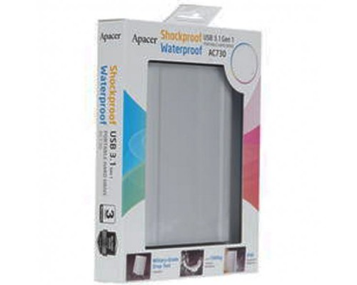 Жесткие диски Apacer AP1TBAC730S-1 ,USB 3.1 Gen 1 Portable Hard Drive AC730 1TB Silver Color box