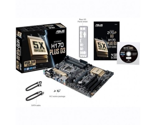 Материнская плата ASUS H170 PLUS D3 S1151 H170 2xPCI-E Dsub+DVI+HDMI GbLAN SATA RAID ATX 4DDR3 (RTL)