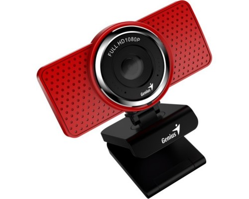 Веб-Камера Genius ECam 8000, red, Full-HD 1080p swiveling, tripod-ready design, USB, built-in microphone, rotation 360 degree, tilt 90 degree