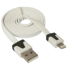 Кабель USB 2.0 A--Lightning 1.0м Defender ACH01-03P 87472 плоский кабель, белый + чёрная вставка                                                                                                                                                          