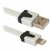 Кабель USB 2.0 A--Lightning 1.0м Defender ACH01-03P 87472 плоский кабель, белый + чёрная вставка