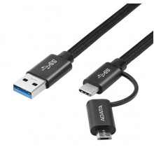 Кабель универсальный A-DATA USB Type C/microUSB для зарядки и синхронизации 1м, металлический, Black                                                                                                                                                      