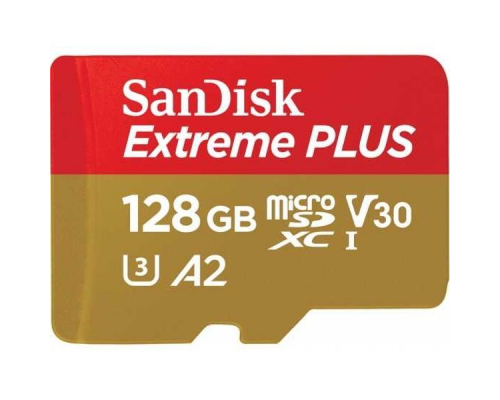 Карта памяти MicroSDXC 128Gb SanDisk Extreme Plus SDSQXBZ-128G-GN6MA C10/UHS-I U3/A2/V30 R170 +SDA