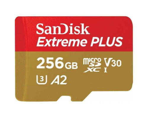 Флеш карта microSD 256GB SanDisk microSDXC Class 10 UHS-I A2 C10 V30 U3 Extreme Plus (SD адаптер) 170MB/s