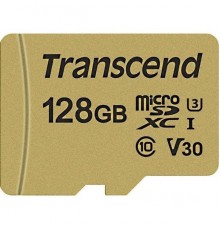 Карта памяти MicroSDXC 128Gb Transcend TS128GUSD500S MLC Class10 UHS-I U3 V30 R90 W60 + Adapter                                                                                                                                                           