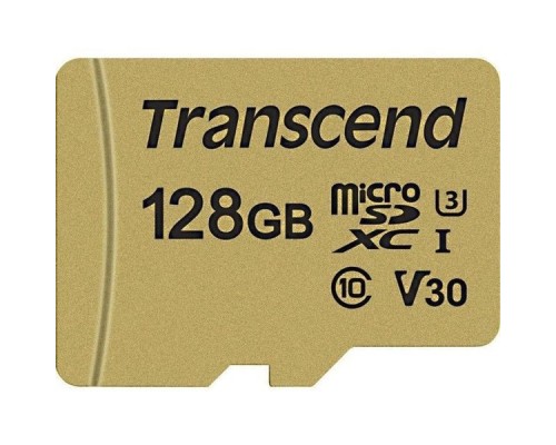 Карта памяти MicroSDXC 128Gb Transcend TS128GUSD500S MLC Class10 UHS-I U3 V30 R90 W60 + Adapter