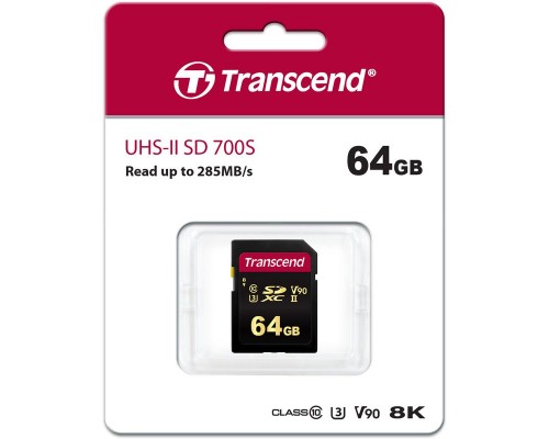 Карта памяти SD 64Gb Transcend SDXC TS64GSDC700S MLC UHS-II U3 V90 R285 W180