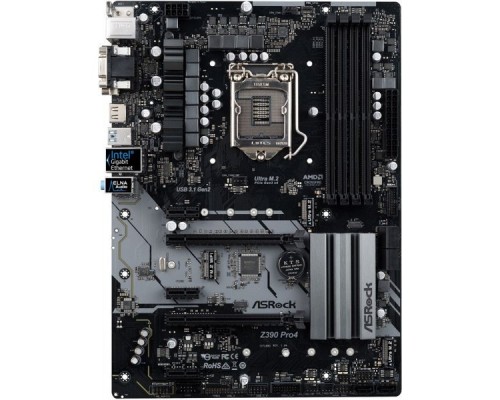 Материнская плата ASRock Z390 PRO4 S1151 Z390 2xPCI-E Dsub+DVI+HDMI GbLAN SATA RAID ATX 4DDR4 (RTL)