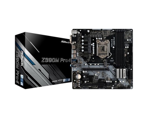 Материнская плата ASRock Z390M PRO4 S1151 Z390 2xPCI-E Dsub+DVI+HDMI GbLAN SATA RAID  MicroATX 4DDR4 (RTL)