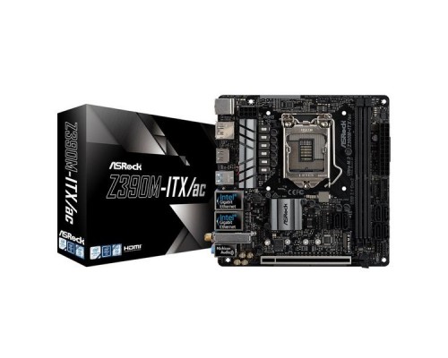 Материнская плата ASRock Z390M-ITX/AC S1151 Z390 PCI-E HDMI+DP 2xGbLAN+WiFi+BT SATA RAID Mini-ITX 2DDR4 (R