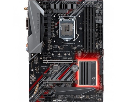 Материнская плата Z390 PHANTOM GAMING SLI, Socket 1151, Intel®Z390, 4xDDR4-2666, DVI-D+HDMI, 2xPCI-Ex16, 4xPCI-Ex1, 6xSATA3(RAID 0/1/5/10), 2xM.2, 8 Ch Audio, 2,5GLan, (0+3)xUSB2.0, (5+4)xUSB3.1, 1xUSB3.1 Type-C™, 1xPS/2, ATX, RTL,