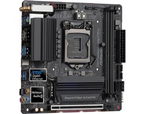 Материнская плата Z390 PHANTOM GAMING-ITX/AC, Socket 1151, Intel®Z390, 2xDDR4-2666, HDMI+DP, 1xPCI-Ex16, 4xSATA3 (RAID 0/1/5/10), 2xM.2, 8 Ch Audio, GLan, WiFi 802.11ac, (0+2)xUSB2.0, (6+2)xUSB3.1, 1xUSB3.1 Type-C™, 1xPS/2, Mini-ITX, RTL,