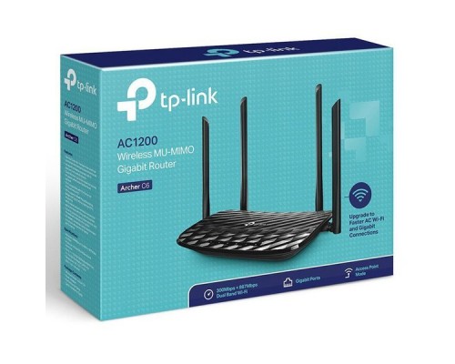 Роутер беспроводной TP-Link Archer C6 AC1200 10/100/1000BASE-TX черный