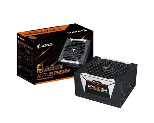 Блок питания Gigabyte ATX 850W AORUS GP-AP850GM-EU 80+ gold (24+4+4pin) APFC 135mm fan 6xSATA Cab Manag RTL