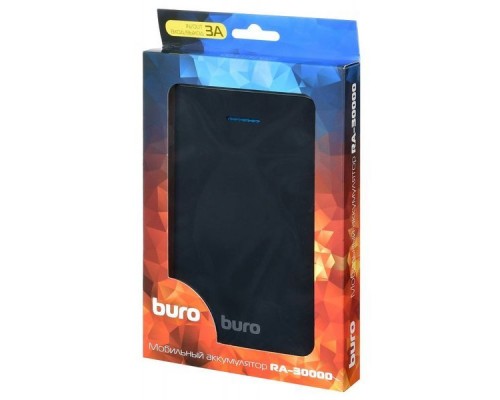 Внешний аккумулятор для портативных устройств Buro RA-30000 Li-Ion 30000mAh 3A черный/серый 2xUSB