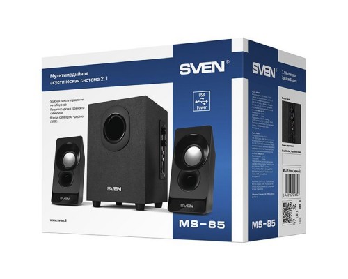 Колонки Sven MS-85, чёрный, акустическая система 2.1, USB, мощность(RMS): 5 Вт + 2x2.5 Вт