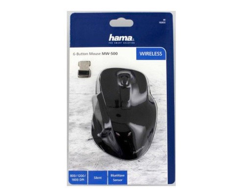 Мышь Hama MW-500 черный оптическая (1600dpi) беспроводная USB для ноутбука (5but)