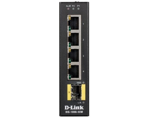 Коммутатор D-Link DIS-100G-5SW/A1A Промышленный неуправляемый коммутатор с 4 портами 10/100/1000Base-T, 1 портом 1000Base-X SFP, функцией энергосбереж