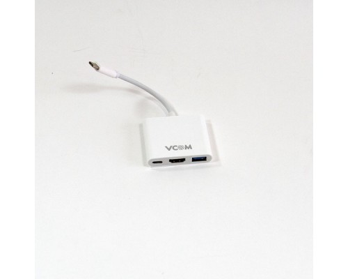 Кабель-адаптер пластик USB3.1 Type-CM--HDMI-F+USB3.0-F+TypeC-F with PD, 0,15m VCOM CU427